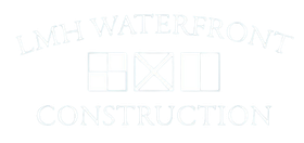 A white logo for a construction company on a white background.