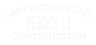 A white logo for a construction company on a white background.