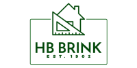 A logo for a company called hb brink with a house and a ruler.