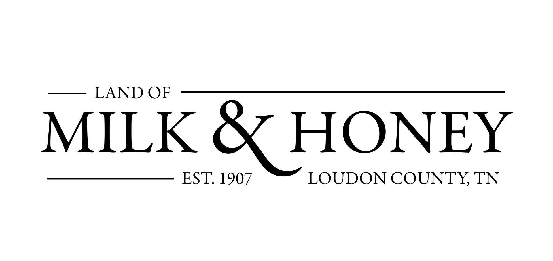 The logo for milk and honey is black and white.