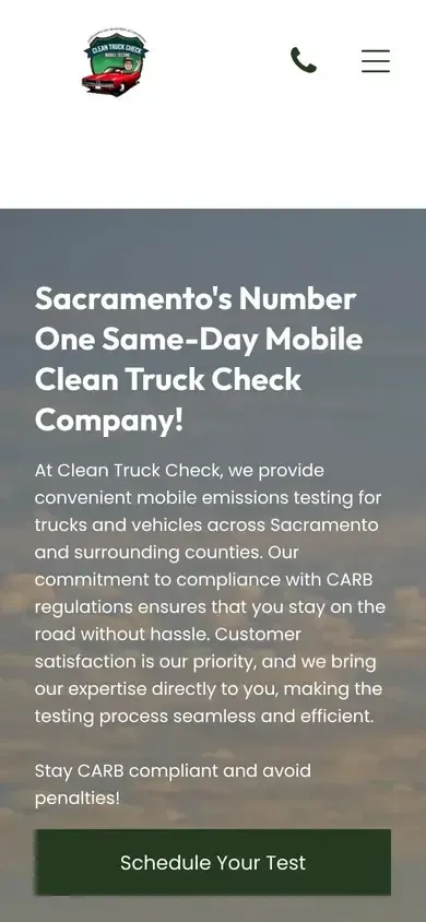 Clean Truck Check Mobile Testing on a phone