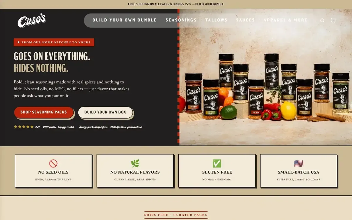 Cuso's website, home page