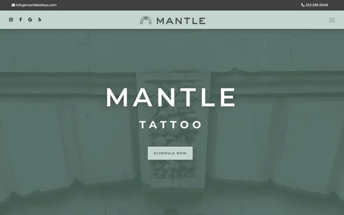 Mantle Tattoo website, home page