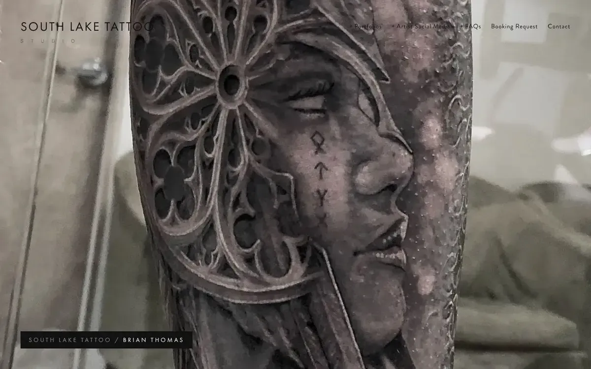 South Lake Tattoo website, home page