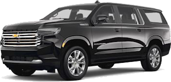 A black chevrolet suburban suv is shown on a white background.