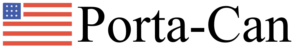 Porta-Can logo with a small U.S. flag icon and black text on white background