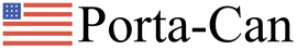 Porta-Can logo with a small U.S. flag icon and black text on white background