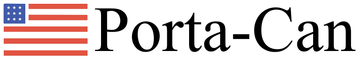 Porta-Can logo with a small U.S. flag icon and black text on white background