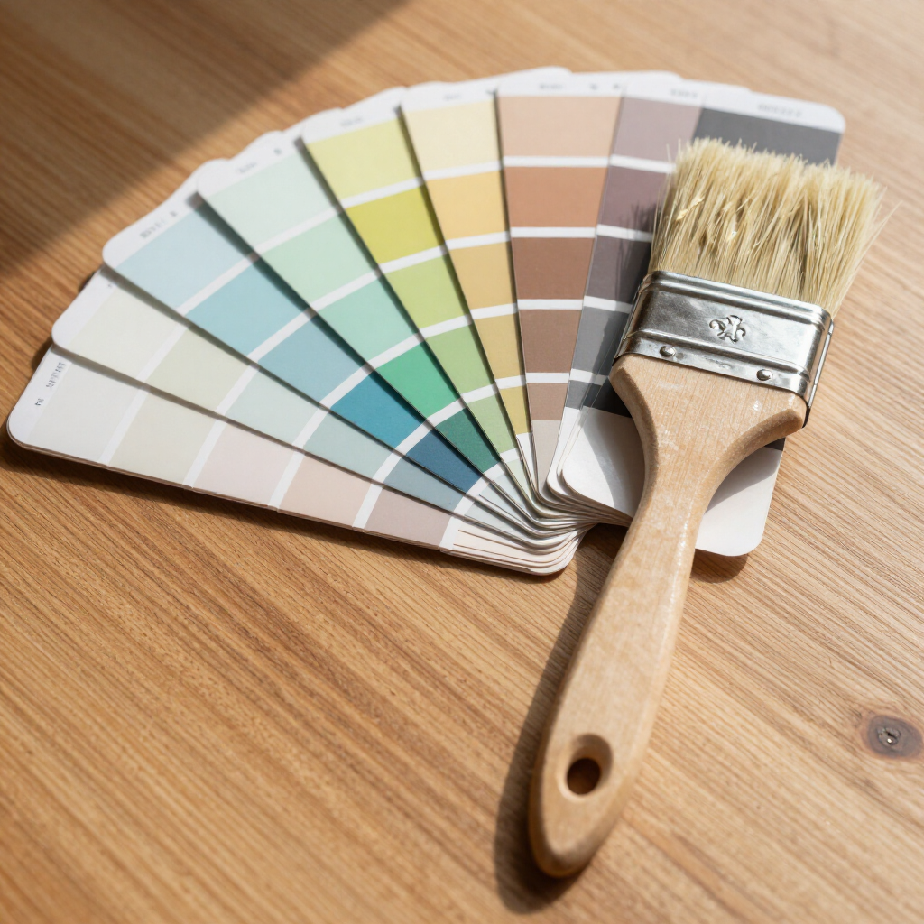 Tendencias de color: abanico de colores y brocha
