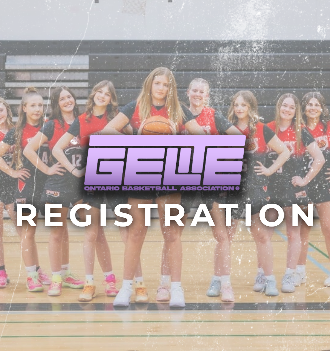 GTE registration graphic with a basketball team standing behind the logo and bold white text