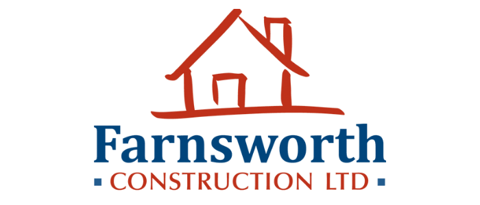 Farnsworth Construction Ltd logo with red roof icon and blue company name