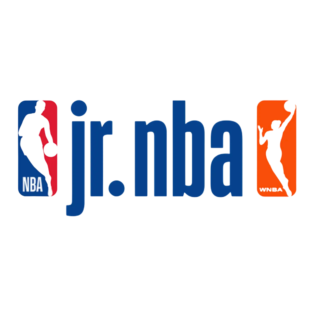 NBA and WNBA Jr. NBA logo in blue and orange on a white background