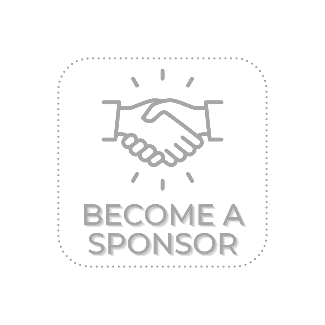Handshake icon with “BECOME A SPONSOR” text inside a dotted rounded square.