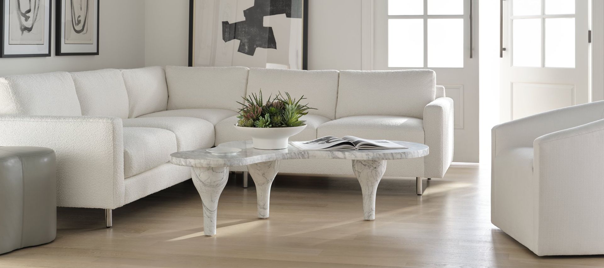A living room filled with furniture and a coffee table.