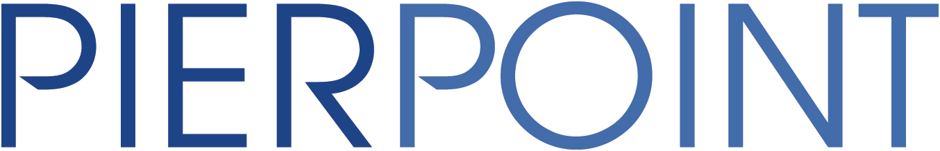 The word pierpoint is written in blue letters on a white background.