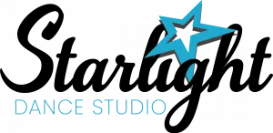 Starlight Dance Studio logo in black and light blue with a star over the “i”