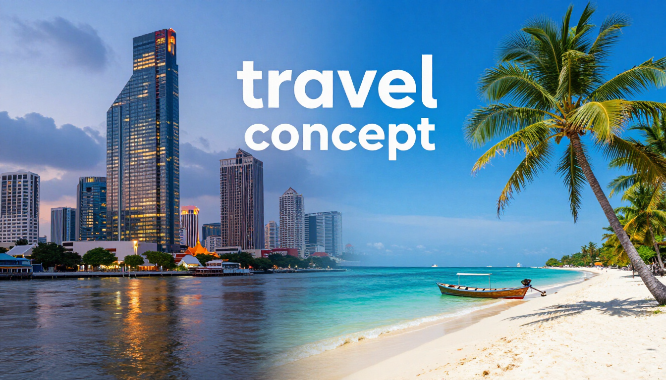 Uitzicht op Bangkok skyline en Thailand strandvakantie deal