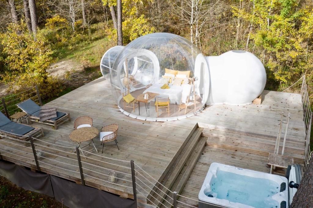 slapen in een bubbel.