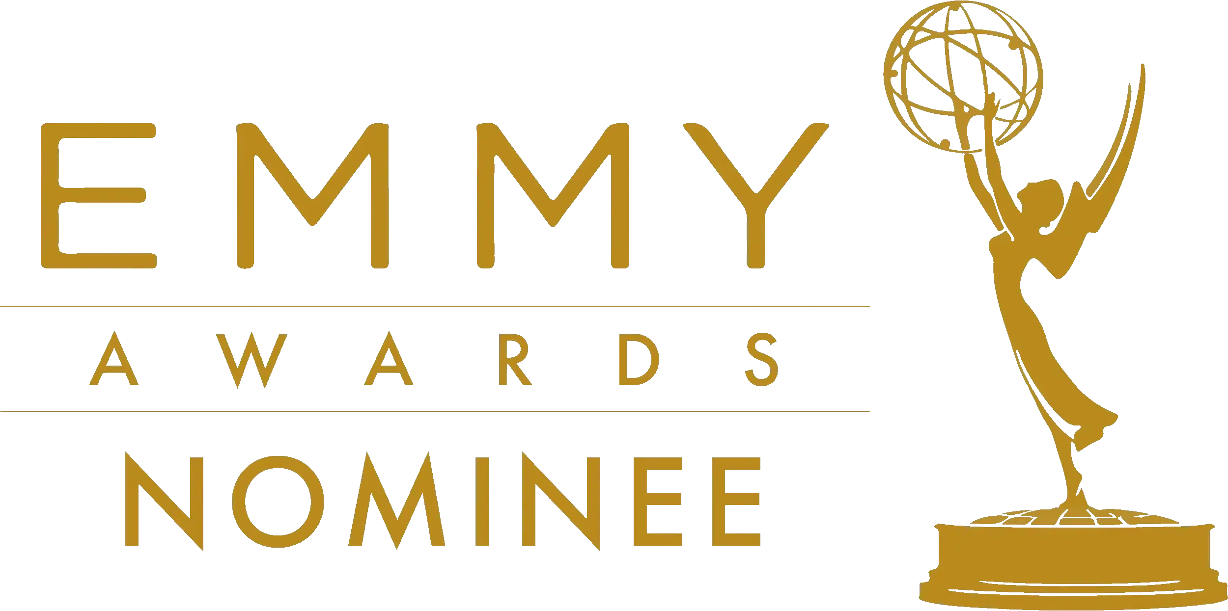 Gold Emmy Awards Nominee logo featuring the iconic winged statuette and text on a white background.