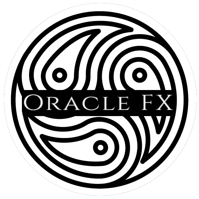 Oracle FX logo, stylized Celtic knot design with text: "ORACLE FX"