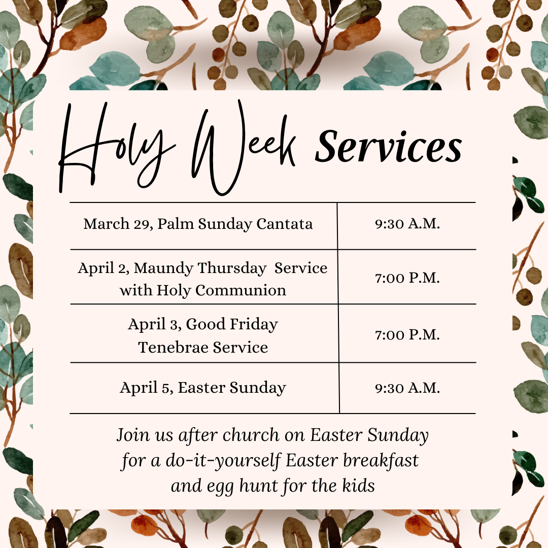 Holy Week Schedule