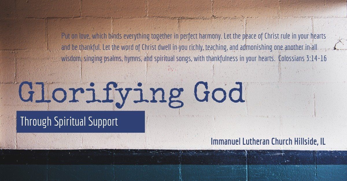 A sign on a wall that says glorifying god through spiritual support