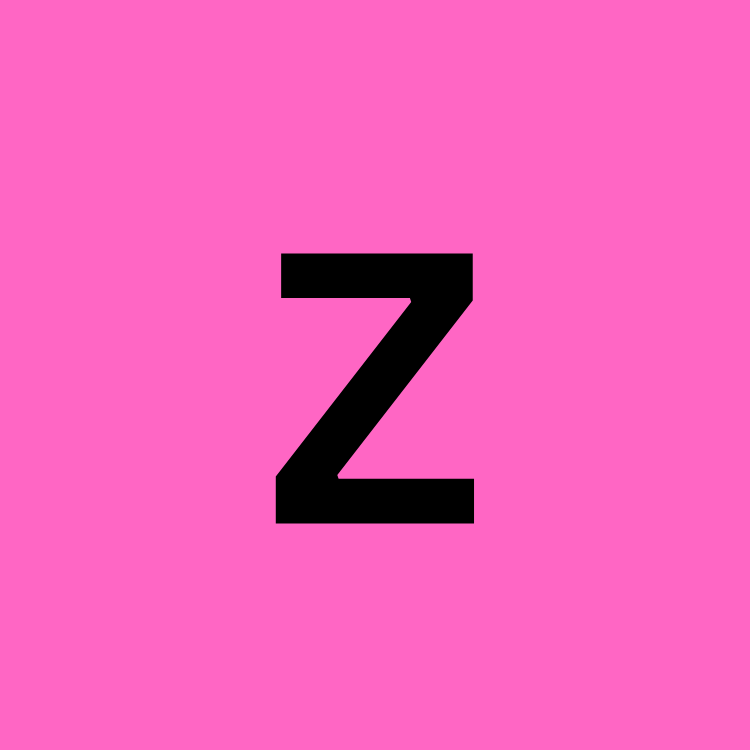 Black letter Z on a bright pink background.