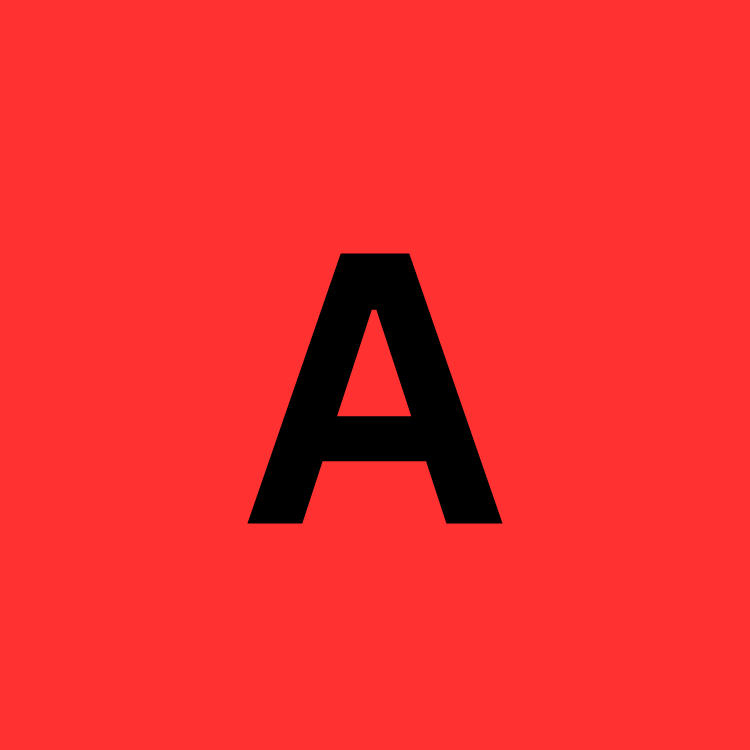 Black letter A on a bright red background