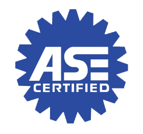 ASE Certified blue starburst logo with white text