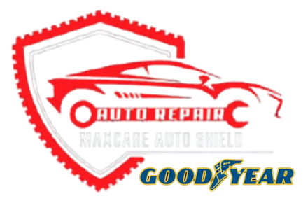 Red shield logo with red car silhouette, &ldquo;Auto Repic,&rdquo; &ldquo;Nanacre Auto,&rdquo; and Goodyear branding