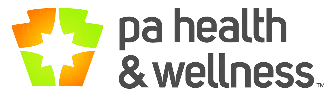 Logo for PA Health & Wellness: starburst design in green and orange with text.