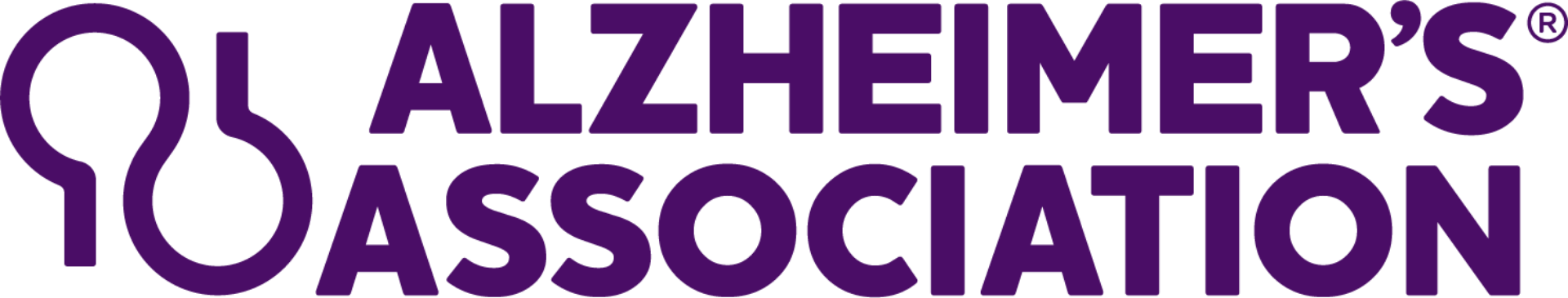 Alzheimer’s Association purple logo with stylized human figures and text on a white background