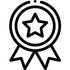 A ribbon with a star in the middle free icon