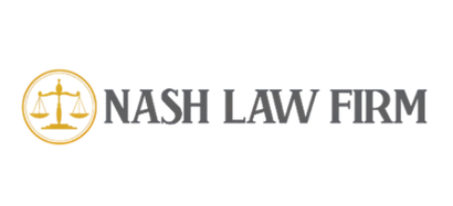Logo of Nash Law Firm, featuring golden scales of justice within a circle, beside the firm's name in grey text.