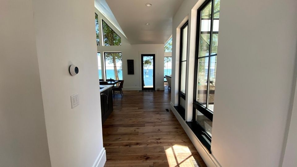 Home on the water featuring Josh AI Voice Control. Home Security Systems