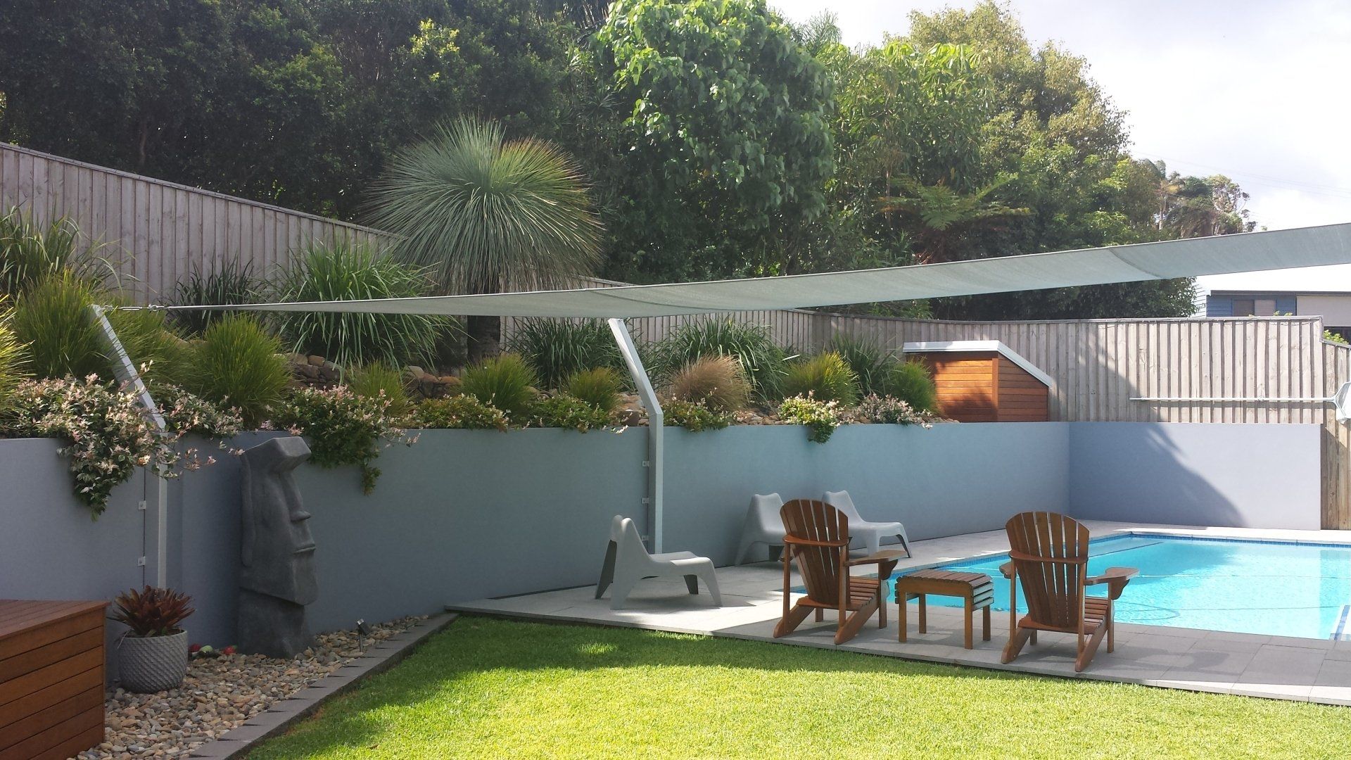 Light Shade Sail Over Swimming Pool-Smart Shades Lismore NSW