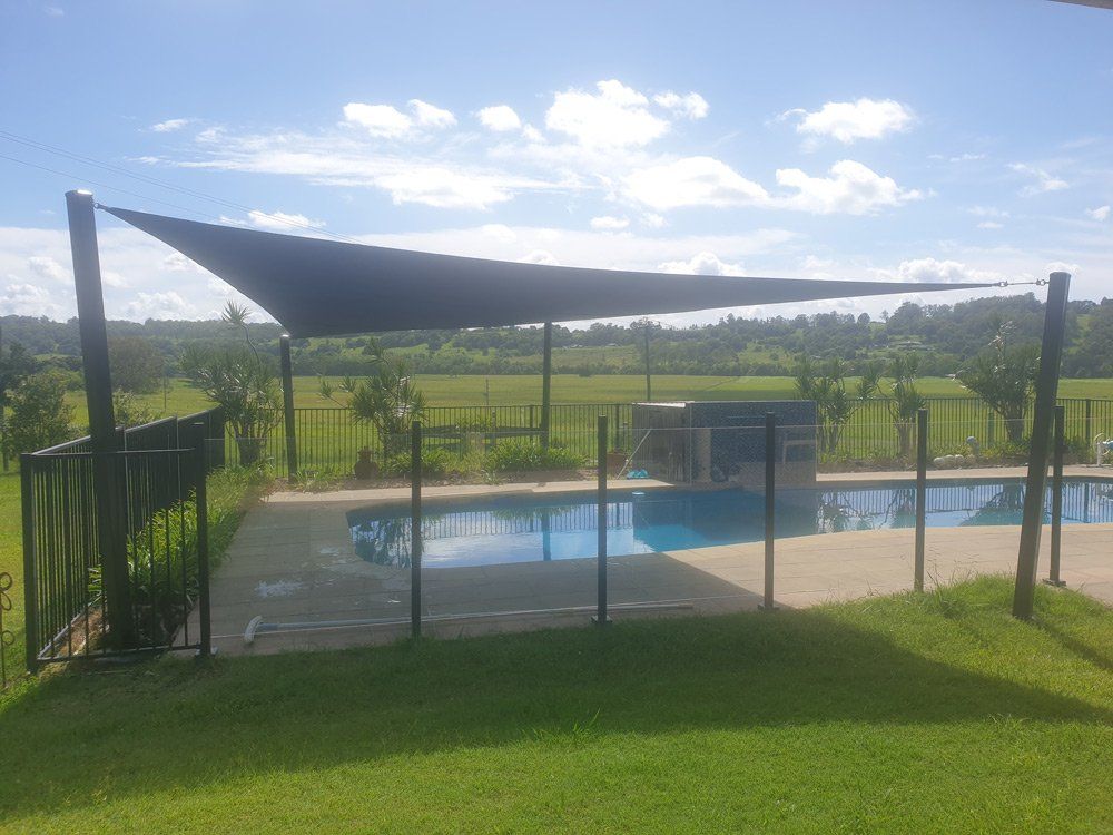 One Sun Shade Sails On The Swimming Pool Area — Smart Shades Lismore NSW