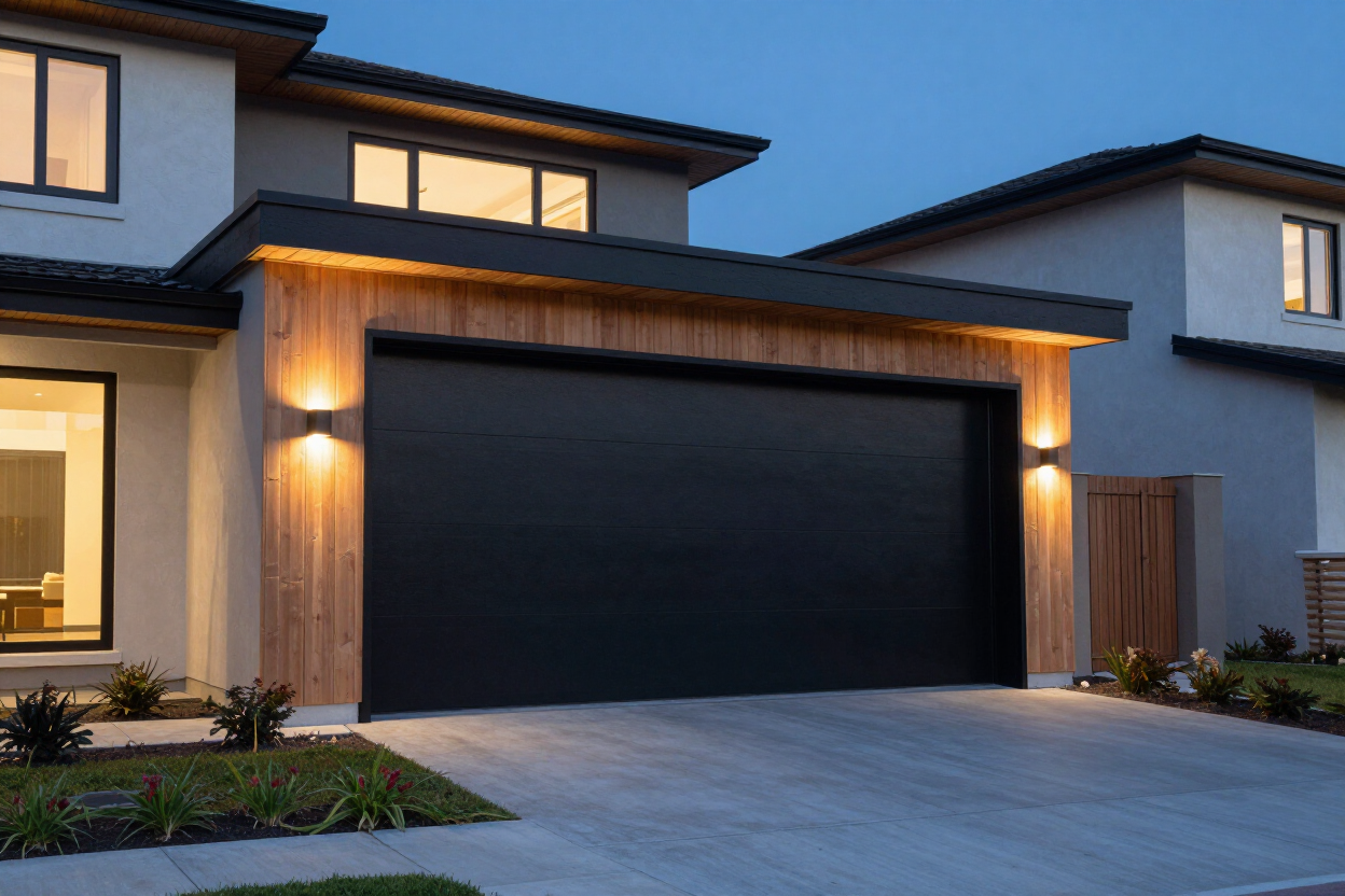 Modern home with a contemporary garage door