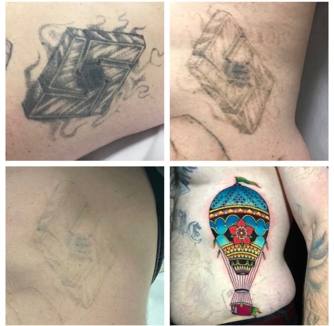 Faded tattoos are ready for a cover-up tattoo.