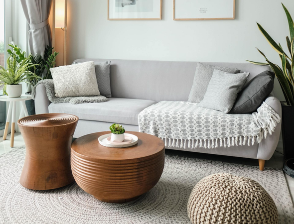 Living room with couch, chair and table
