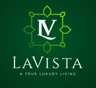 Lavista luxury living logo in white and green on a dark green background