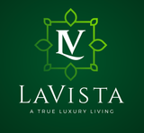 Lavista luxury living logo in white and green on a dark green background