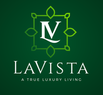Lavista luxury living logo in white and green on a dark green background
