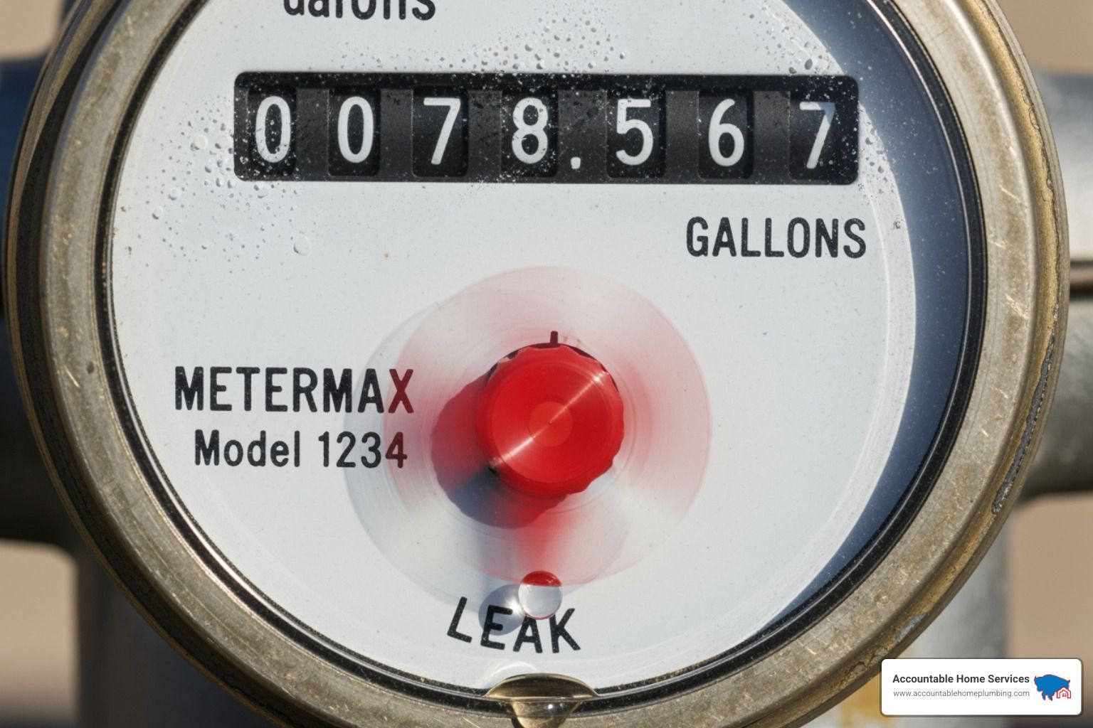 water meter showing the leak indicator dial spinning - Leak detection service Denver