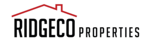 Ridgeco Properties logo with a red roofline above black text on a white background