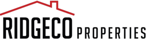 Ridgeco Properties logo with a red roof outline above black and gray text
