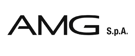 Logo AMG SpA: testo nero su sfondo bianco.