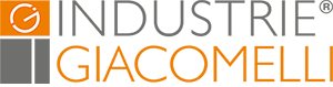 Logo di Industrie Giacomelli: quadrato arancione con una G bianca all'interno; testo grigio e arancione.