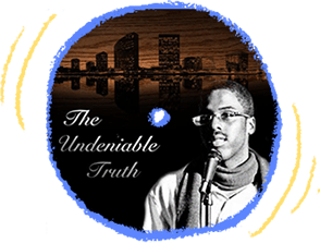 Hand-drawn graphic with a phonograph record of Tony Shavers III poetry album