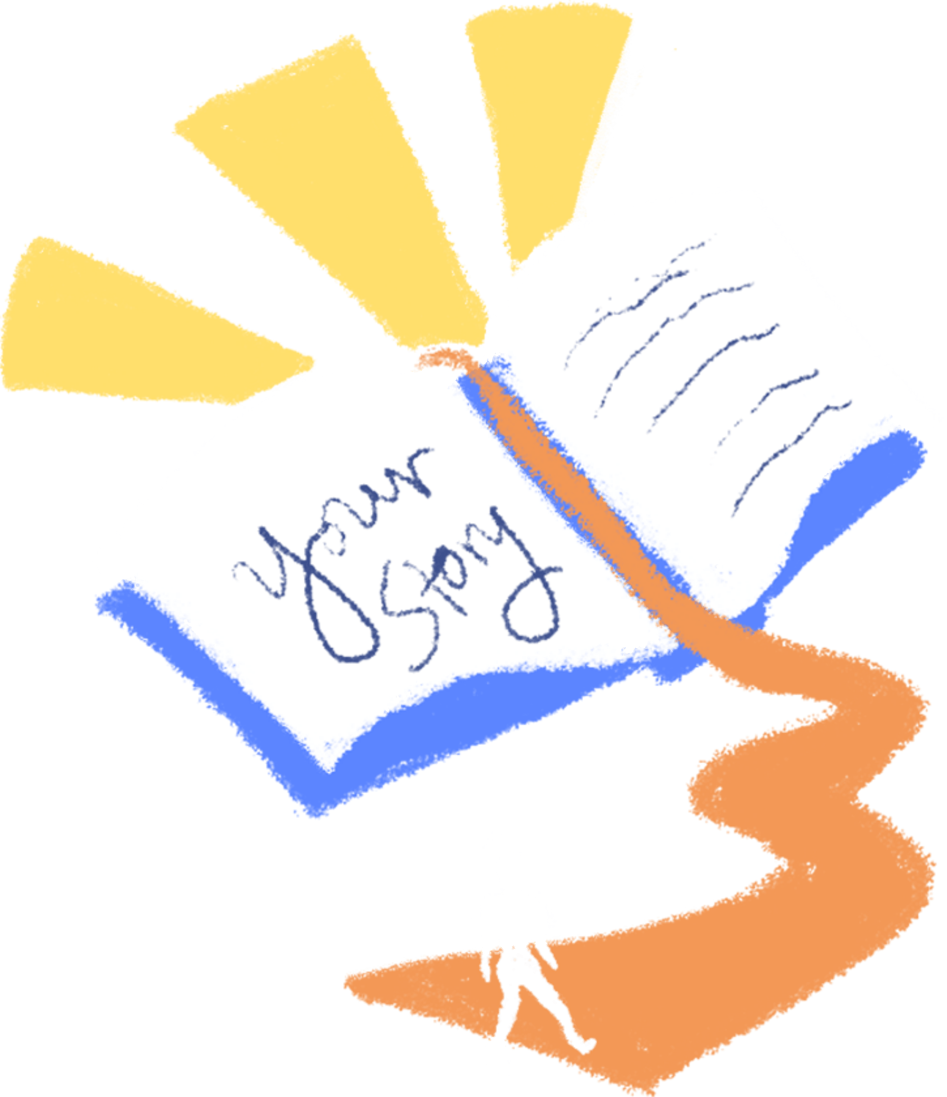 Illustration of a person walking into a pathway leading to a book that says